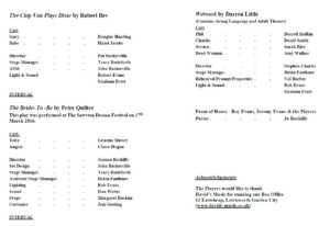 16 april one acts programme inner